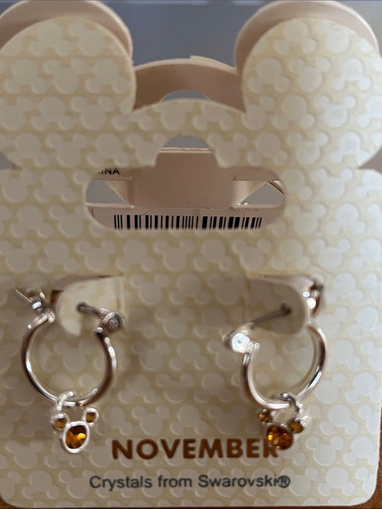 Swarovski Other - Swarovski Silver Tone Hoop Earrings with Amber Crystals November Birthstone